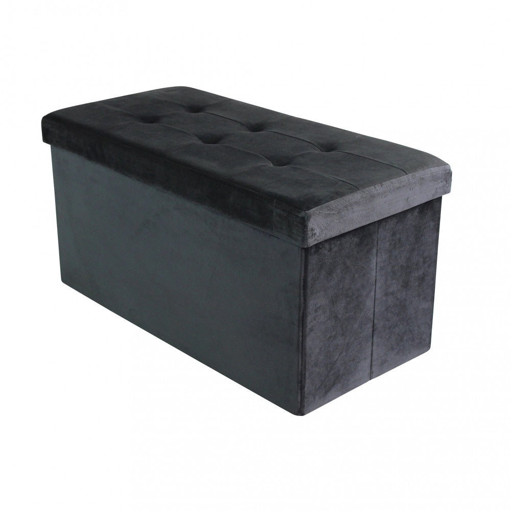 POUF CONTENITORE RETTANGOLARE IN VELLUTO NERO