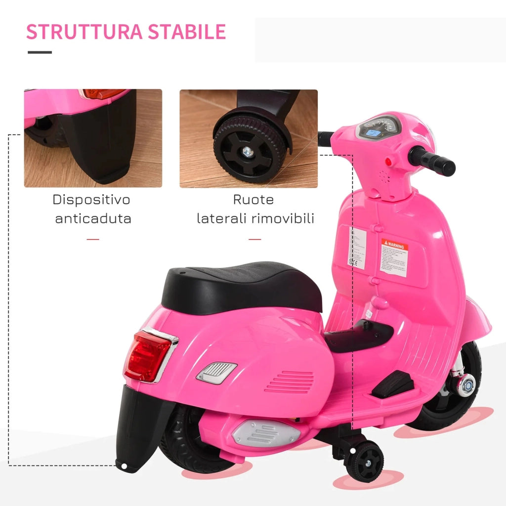 Scooter Elettrico per Bambini Licenza Ufficiale Piaggio Vespa Small 7,2V 2,5Ah Rosa