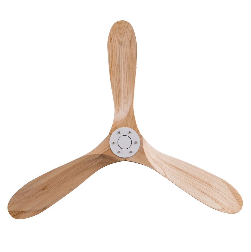 Ventilatore a soffitto da 42 pollici con pale in legno naturale, motore DC silenzioso, funzione memoria e telecomando, design a elica per interni ed esterni