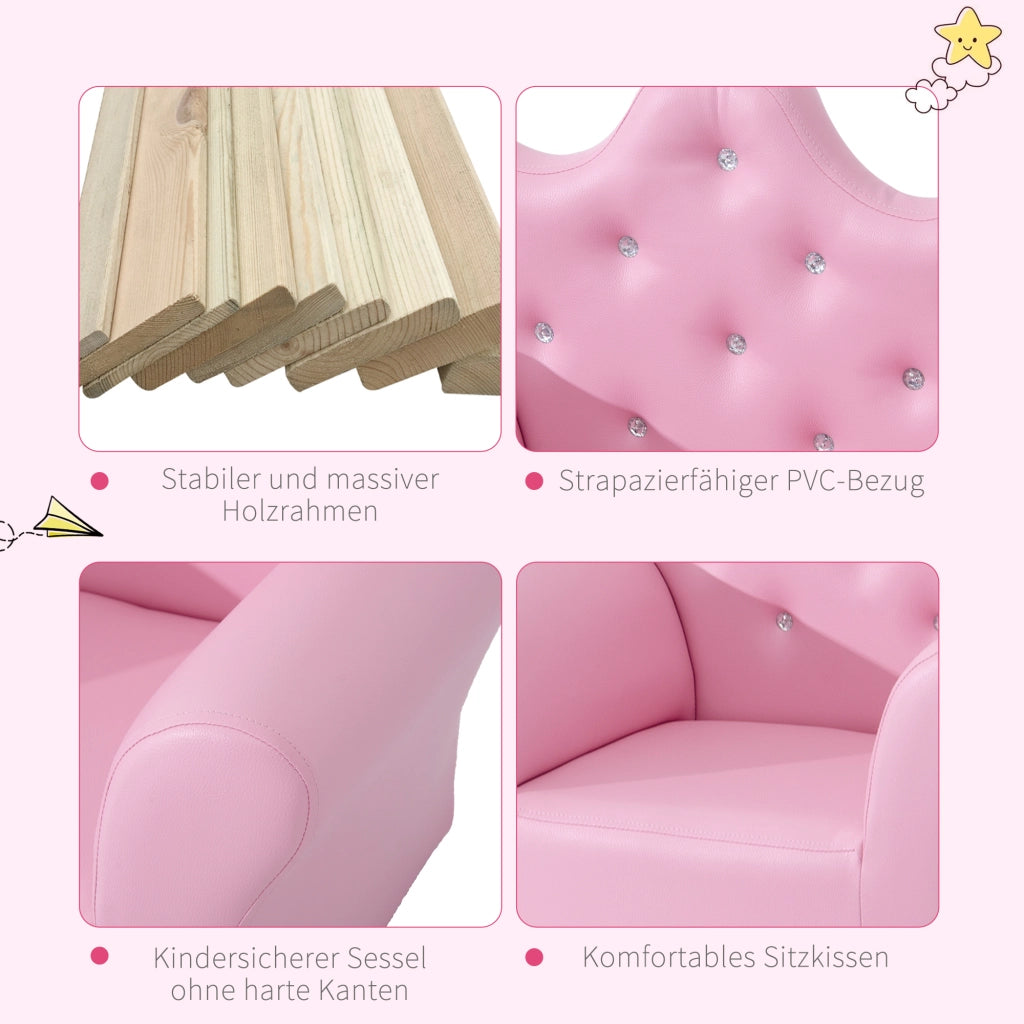 Divano per bambini con pouf ¨C zephmum ¨C rosa