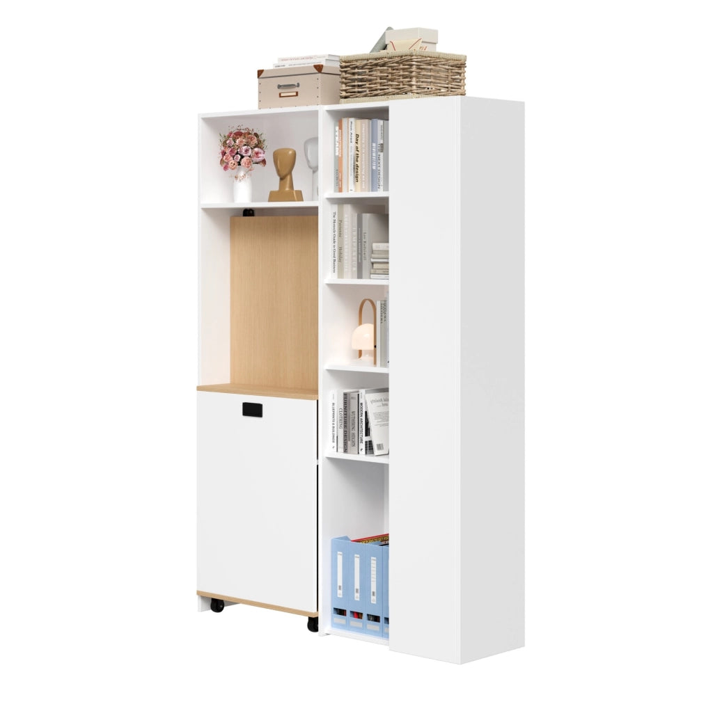 Scrivania pieghevole 2 in 1 con libreria e prese USB