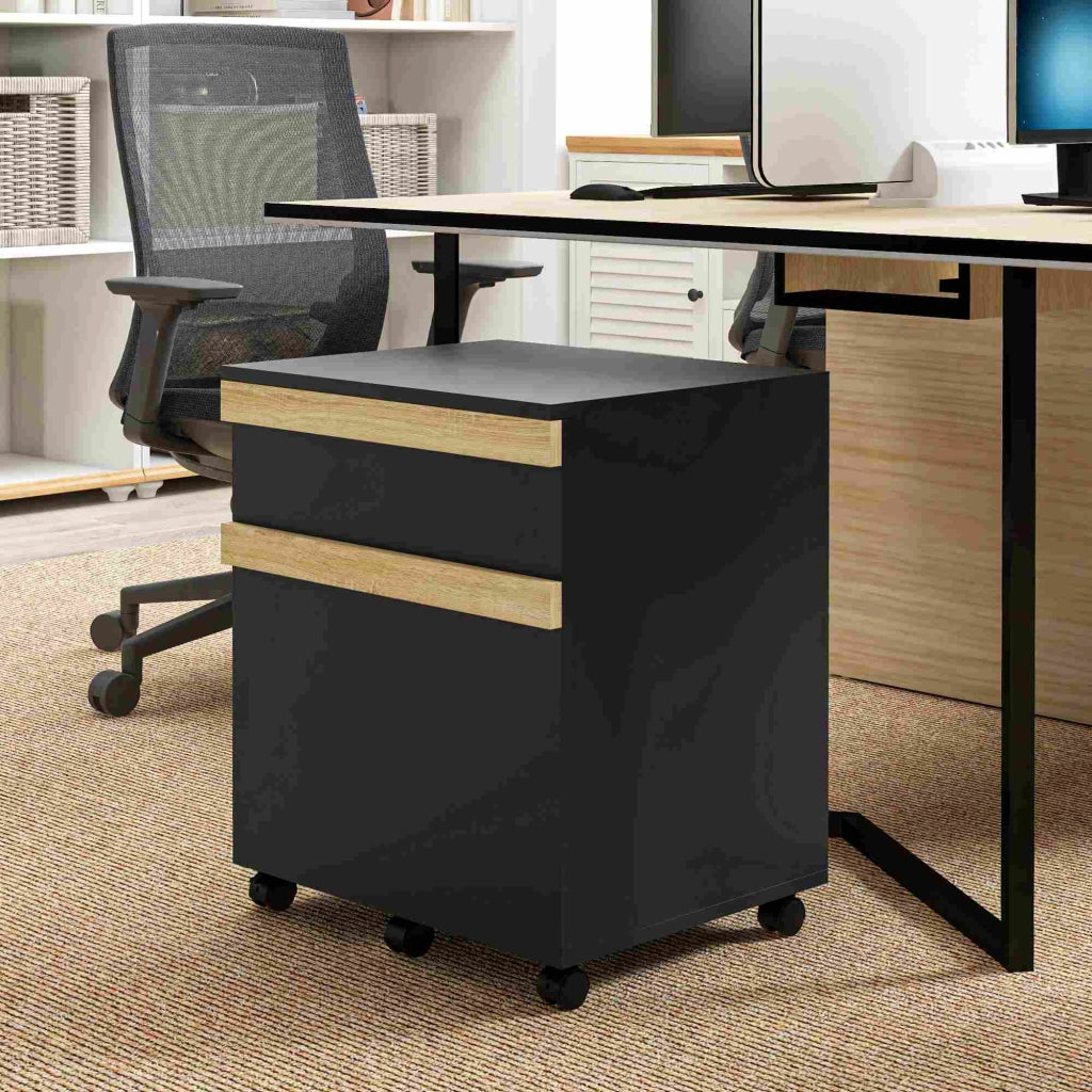 Scrivania con cassetti e ruote ¨C Minimal ¨C Nero 48x40x59,5 cm