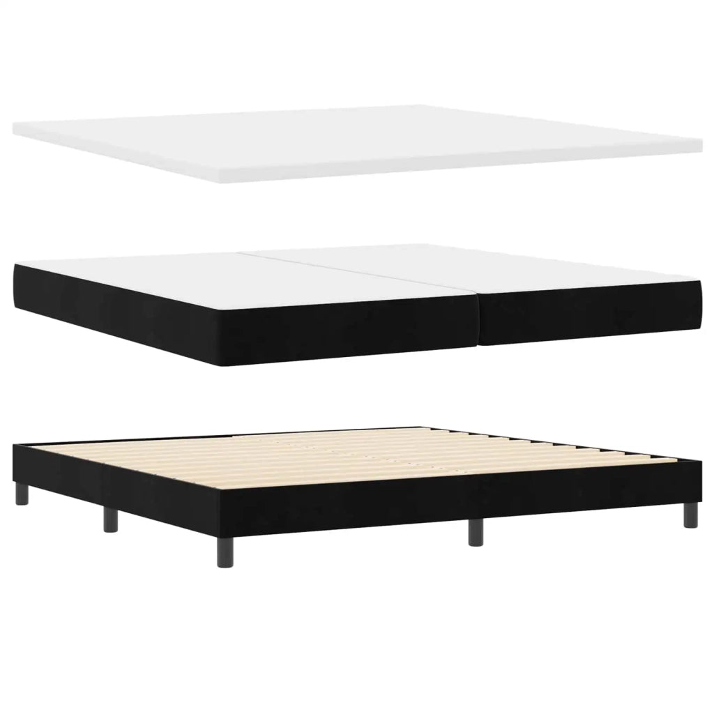 Letto a Sorgente LED con materasso Nero 200 x 200 cm Velluto