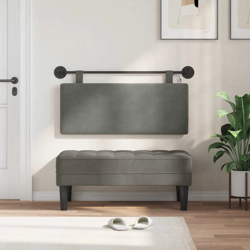 Testiera sospesa Con luce LED Grigio Chiaro Tessuto in Cords 3424290
