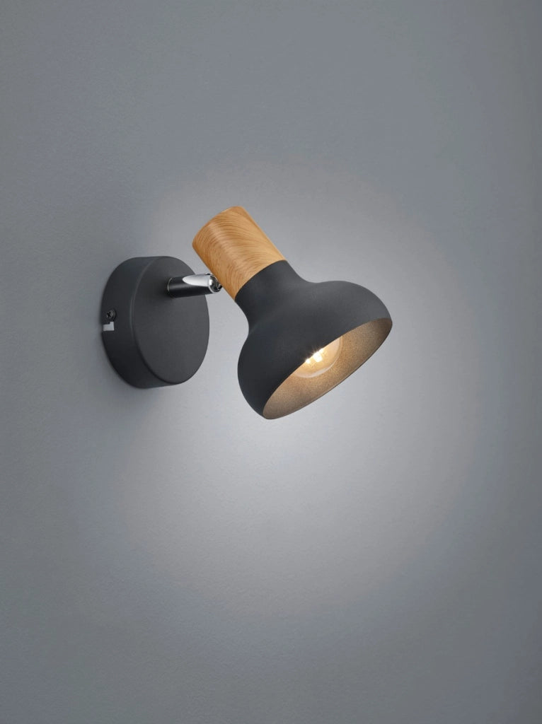 Lampada parete/soffitto LATIKA nera legno 1xE14 10W