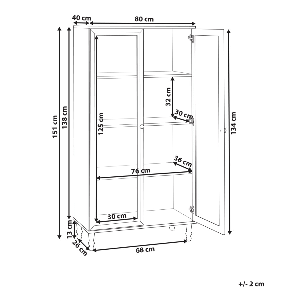 Mobile decorativo 80 cm bianco con legno chiaro in legno ingegnerizzato con display in vetro Classico scandinavo a ripiani alti Sala da pranzo Soggiorno