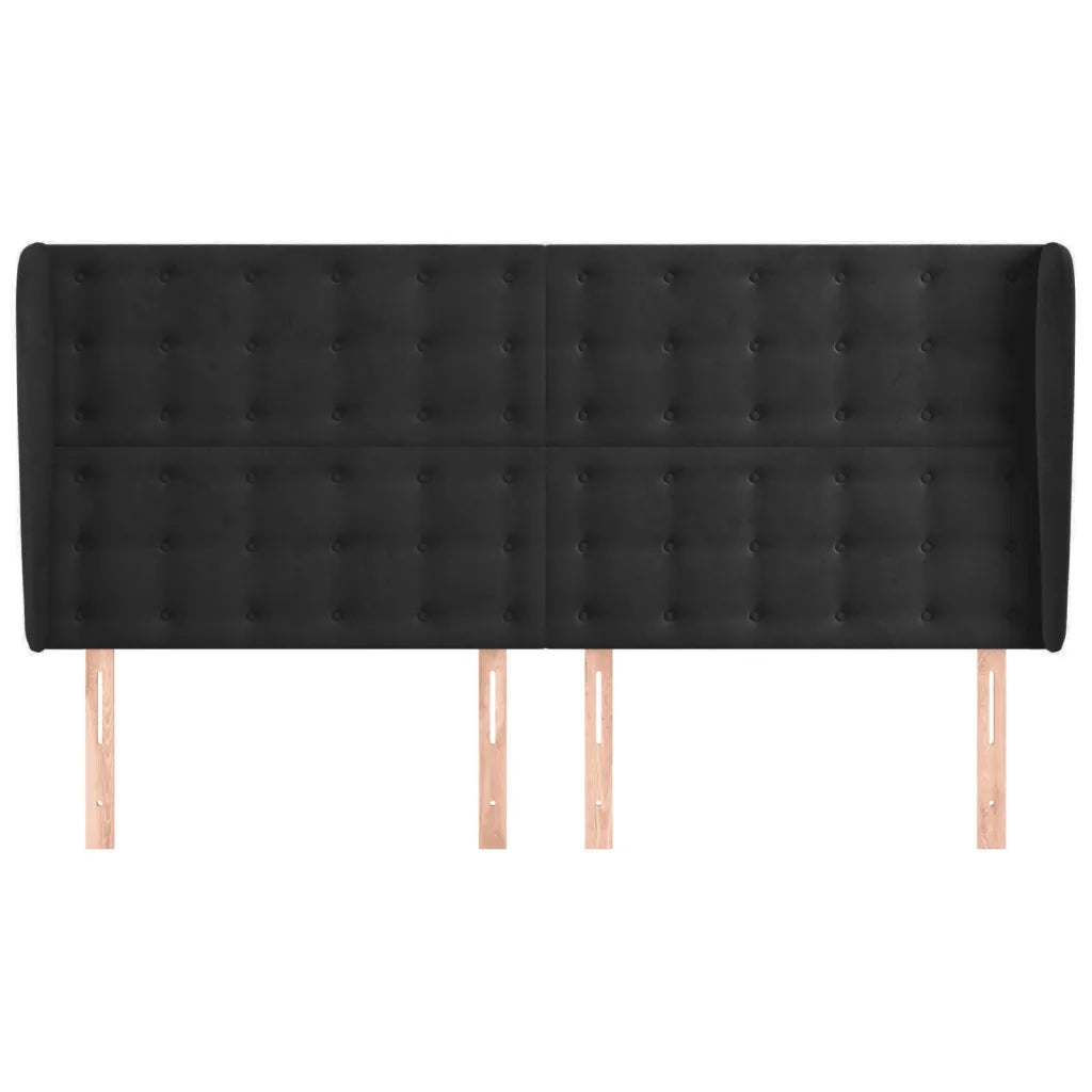 Testiera ad Orecchio-Testata con Orecchie Nera 163x23x118/128 cm in Velluto 859240
