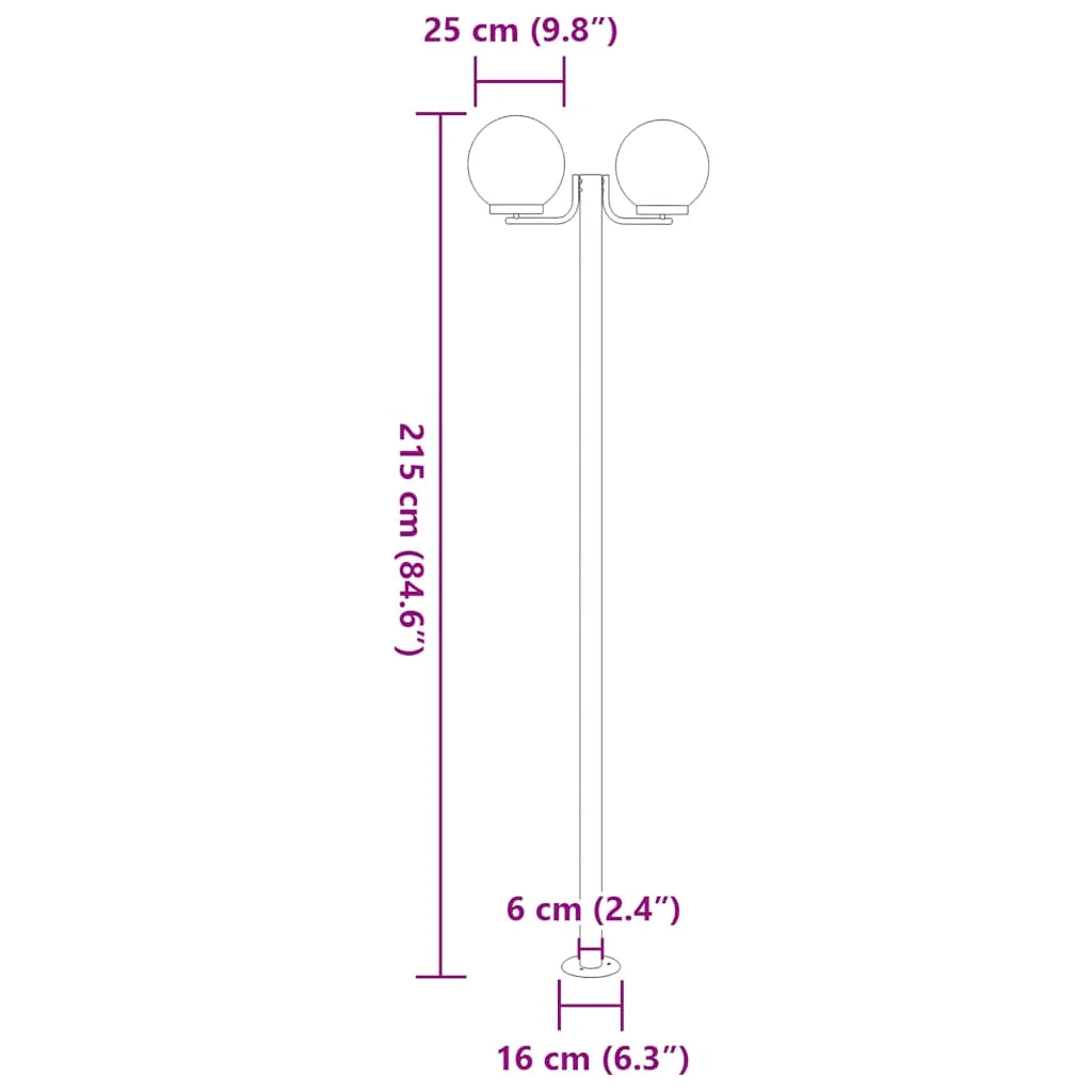 Lampada da terra per esterni 3 pezzi argento 215 cm acciaio inox argento 02_0042558