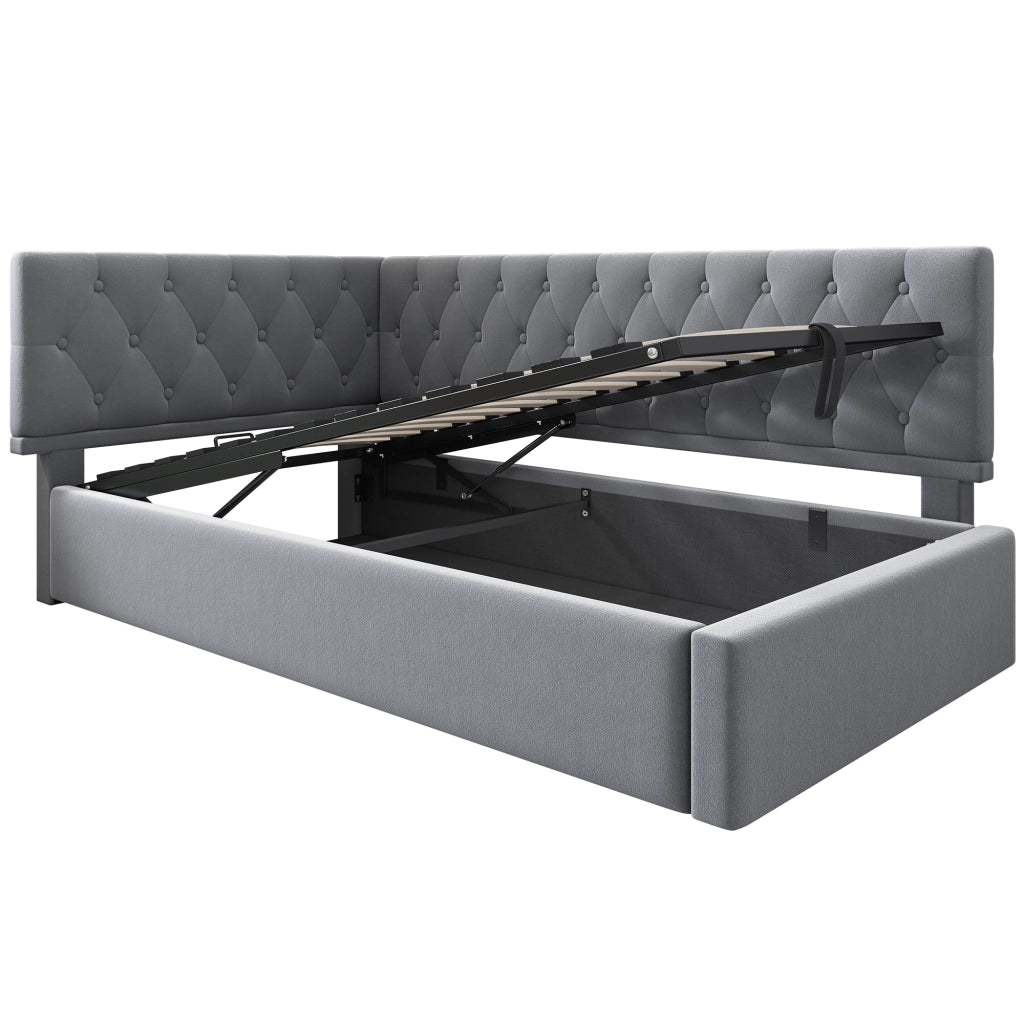 Letto singolo 90x200 cm grigio con contenitore