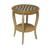 Tavolino rotondo scacchiera legno grezzo 50x50x63 - Mobili 2G