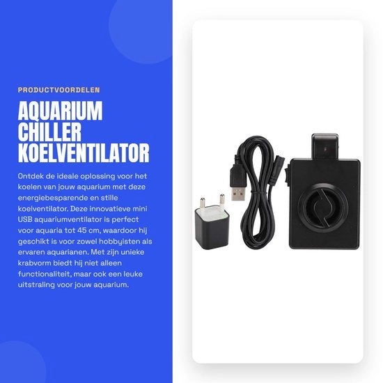 Raffreddatore per acquario - Ventilatore di raffreddamento - Economia energetica e silenzioso - Nero - Ventilatore USB mini per acquario - Adatto per vasche fino a 45 cm - Compreso -