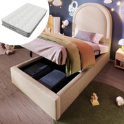 Letto imbottito beige 90x200 cm con materasso