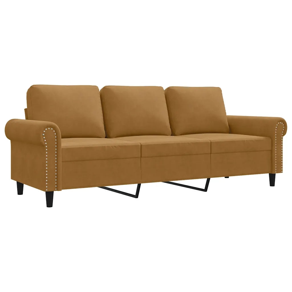 Divano a 3 Posti-Sofa 3 Posti Marrone 180 cm in Velluto 886023