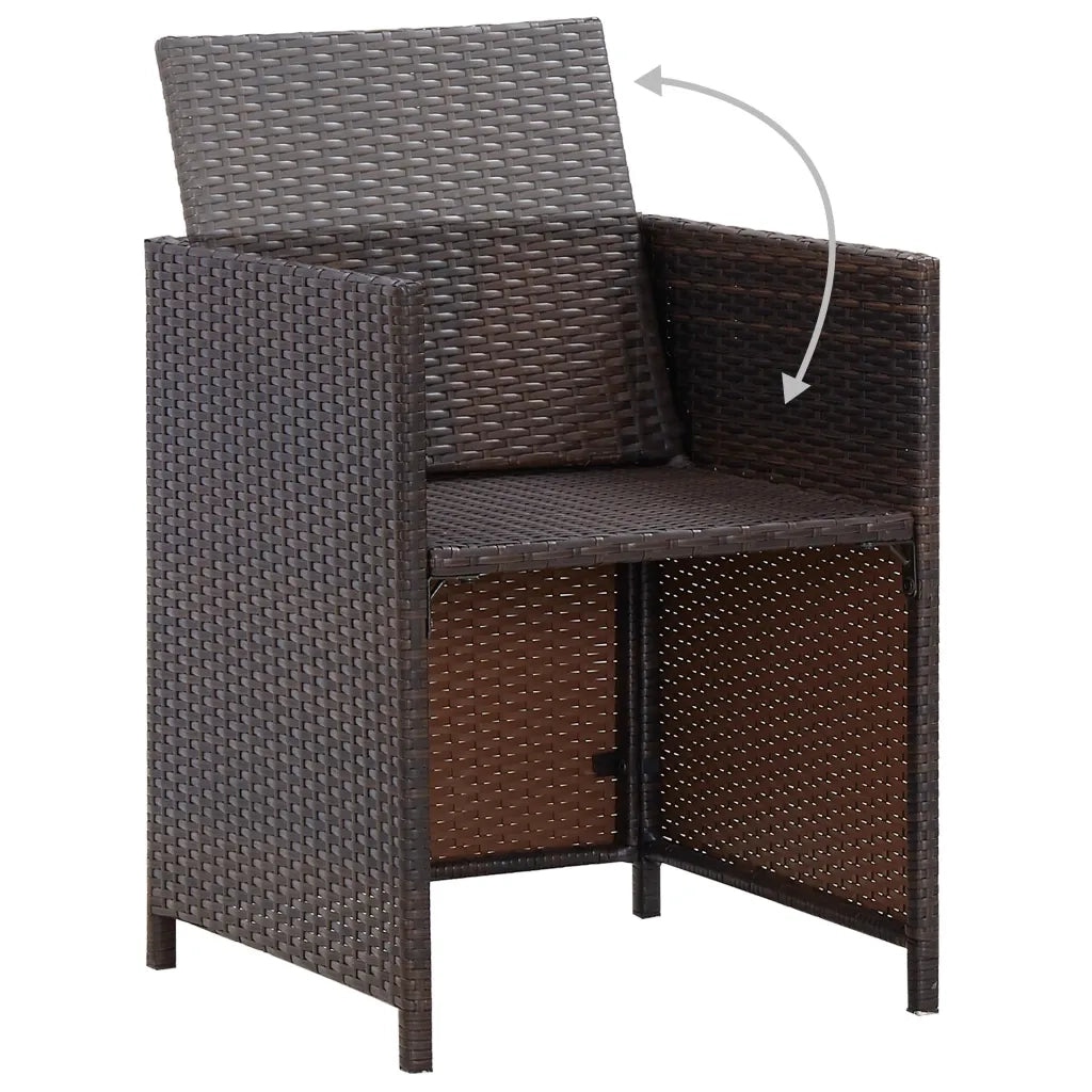 Set da Pranzo per Giardino 3 pz | Set Salotto da Giardino con Cuscini Marrone