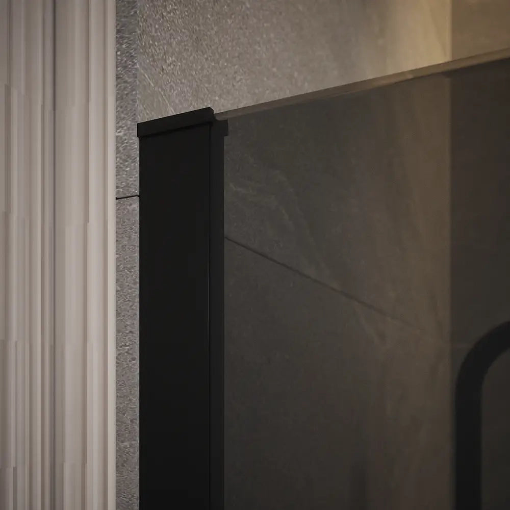 Doccia walk-in 120cm + anta 30cm vetro temperato anticalcare 10mm fumé profili neri | Naxos
