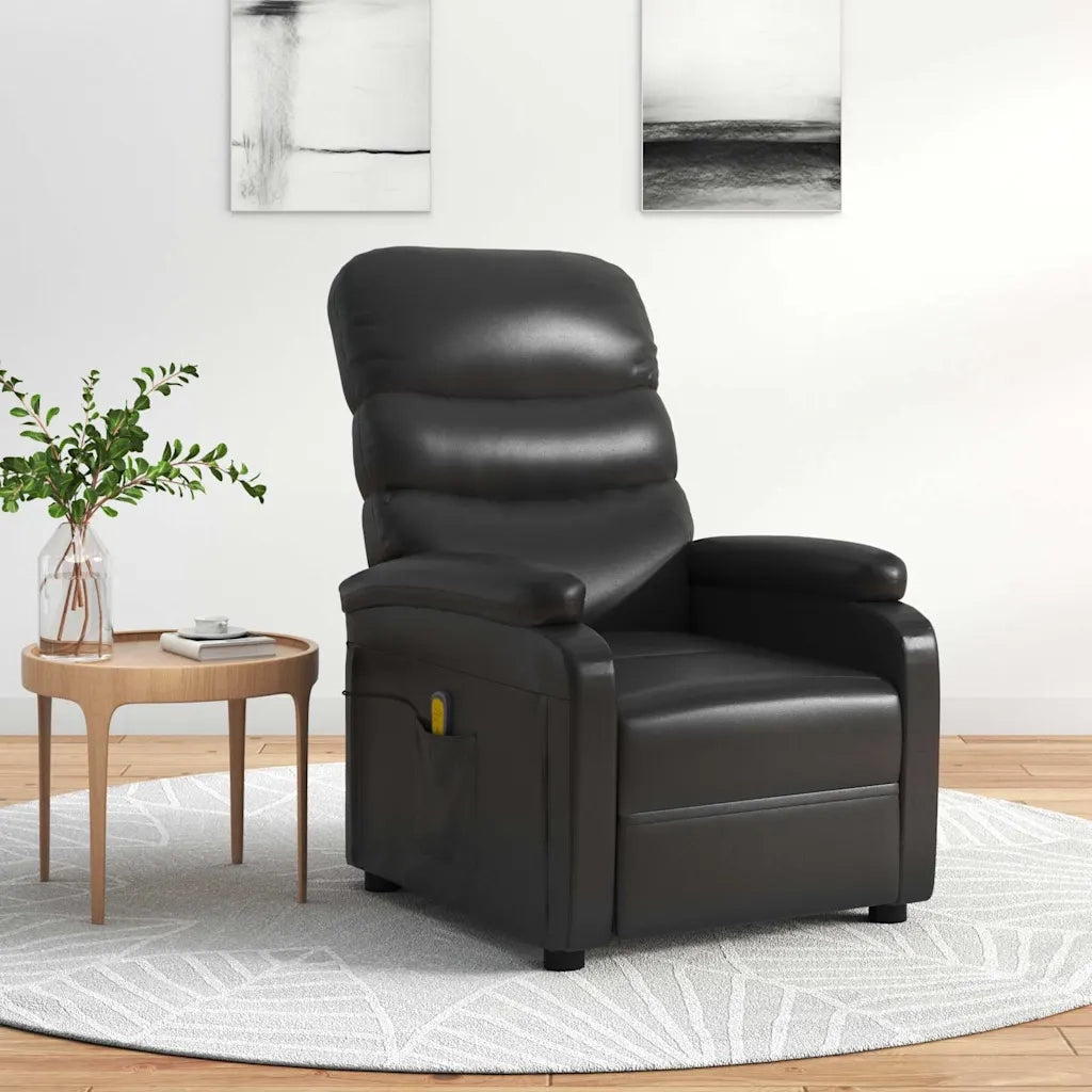 Poltrona Massaggiante | Sedia Relax Nera in Similpelle