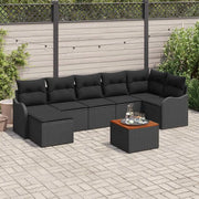 Set Divano da Giardino con archiviazione 8 pcs Nero polyrattan 3356154