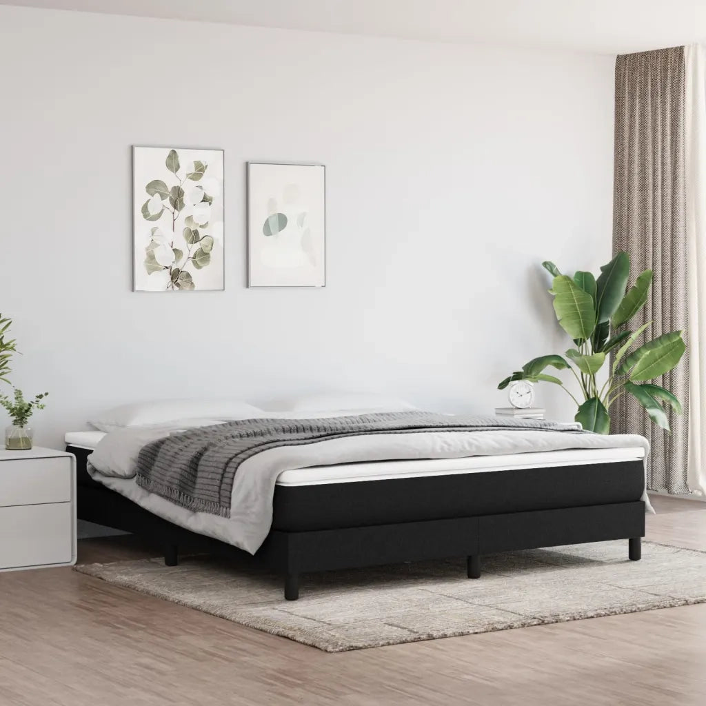 Struttura Letto a Rete a Molle-Giroletto Nero 180x200 cm in Tessuto 681815