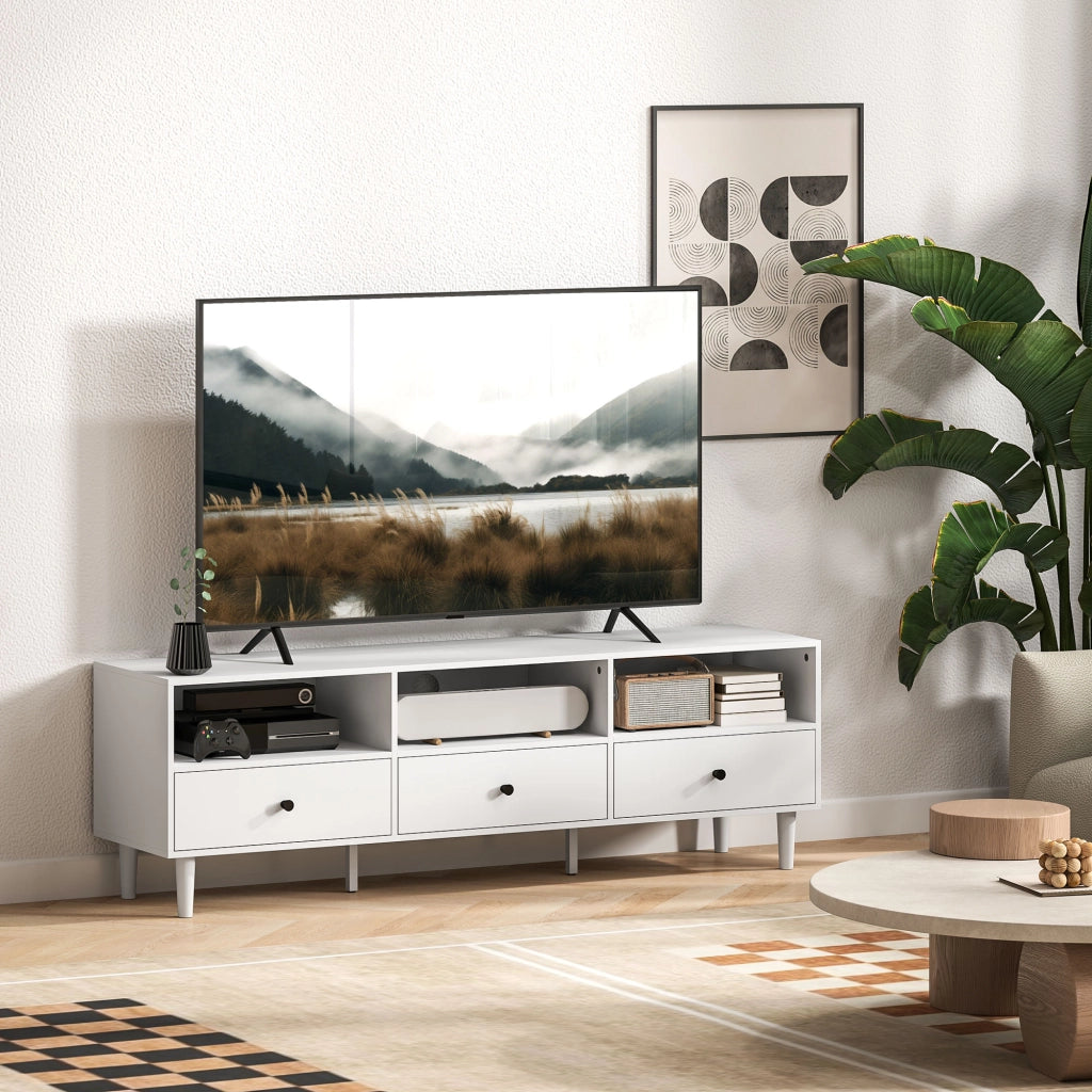 Mobile TV con 3 cassetti e 3 ripiani aperti ¨C Minimal ¨C Bianco 120x30x50 cm