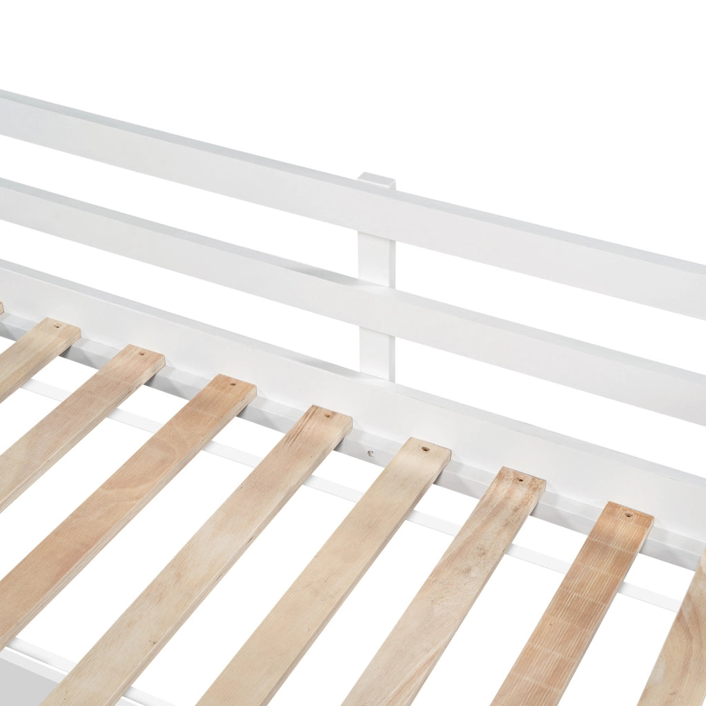 Letto bambini multifunzione in legno bianco 90x200 cm con cassetti e lavagna, senza materasso