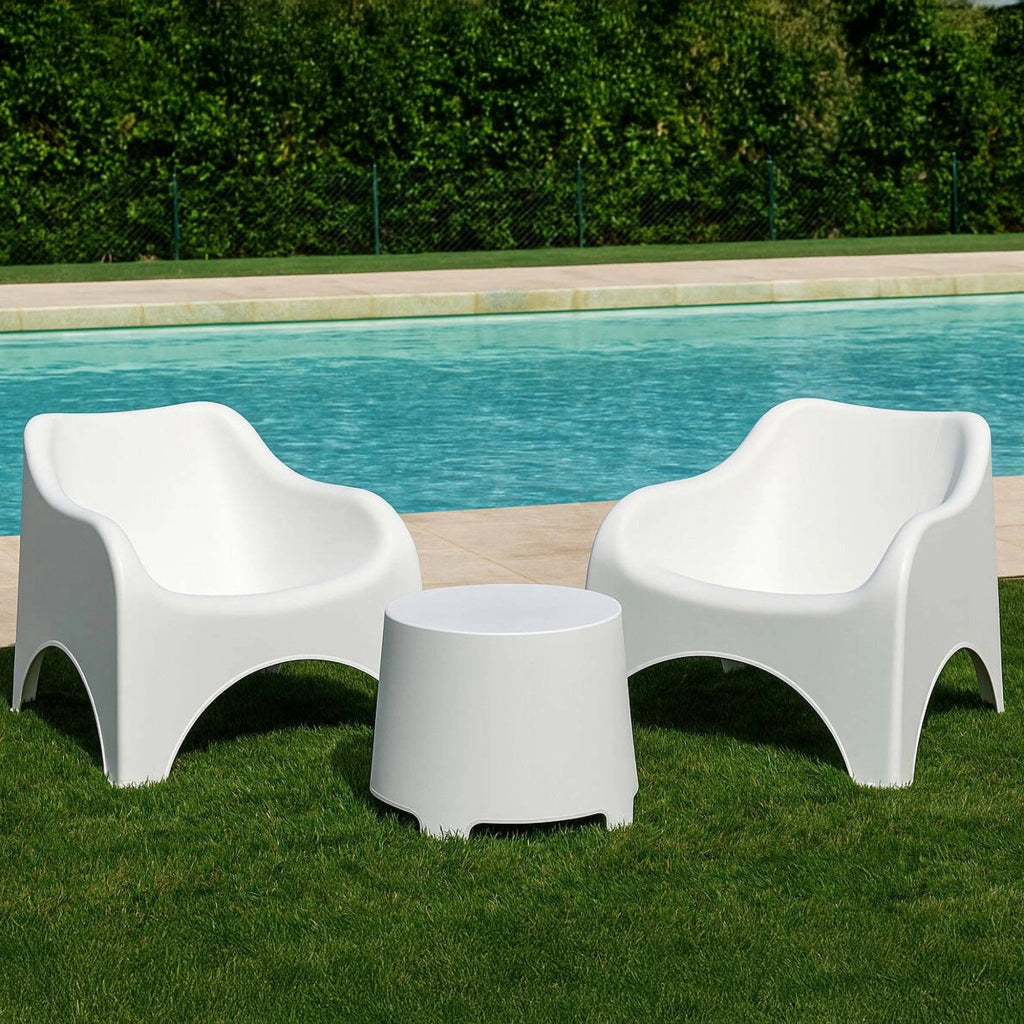 Salottino Outdoor Cormons, set Salotto da Esterno 2 Posti Made in Italy, Bianco