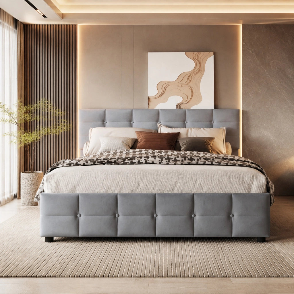 Letto imbottito 180x200 con rete e sollevamento idraulico