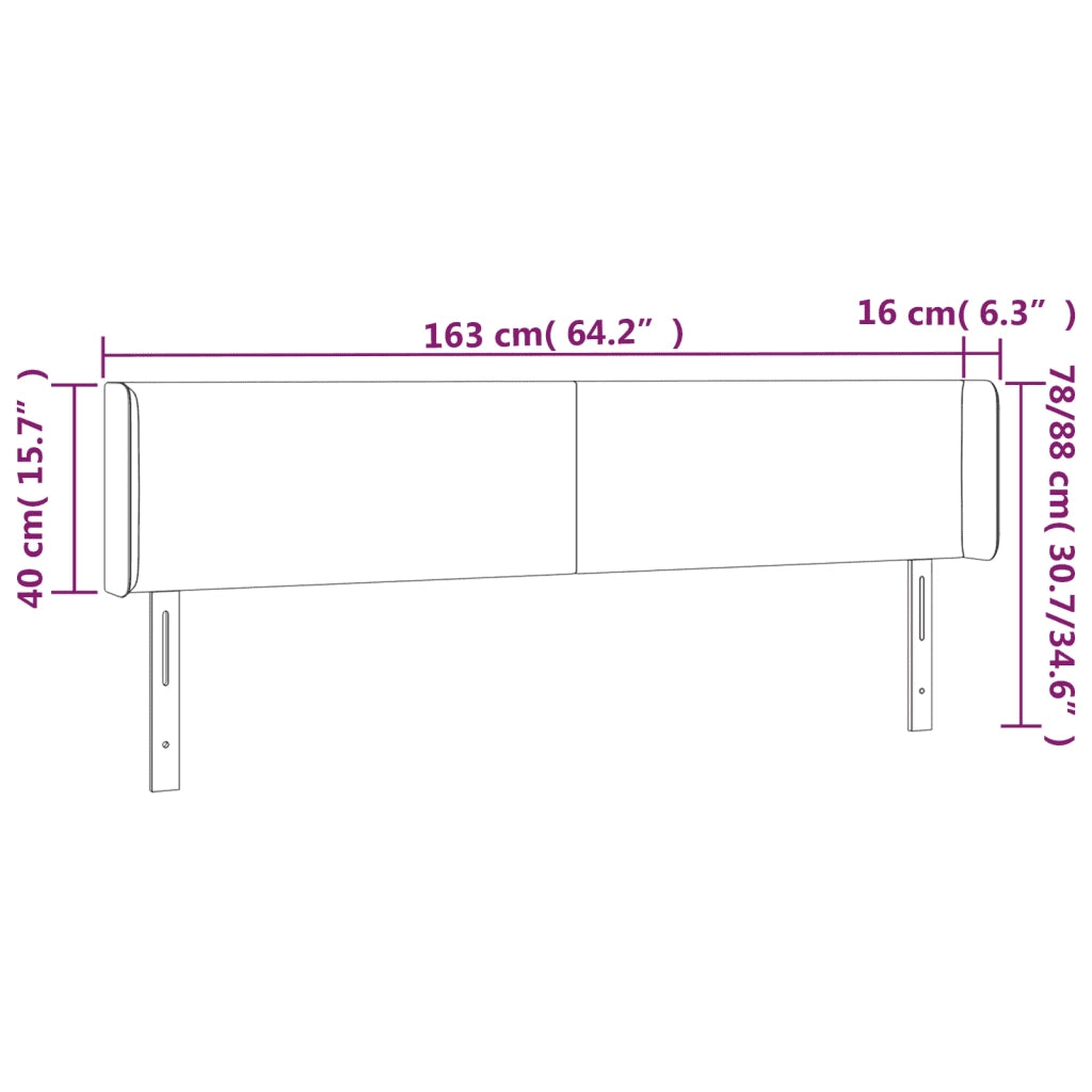 Testiera a LED-Testata con LED Nera 163x16x78/88 cm in Tessuto 919820