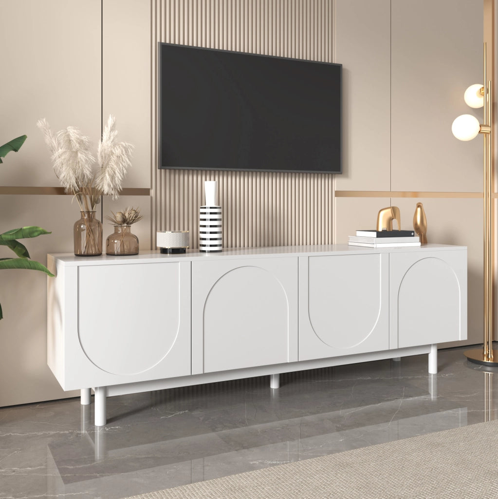 Mobile TV bianco elegante con 4 ante e ripiani regolabili