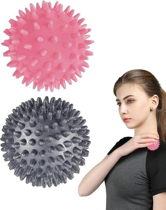 Pallone di massaggio per il trattamento del pelo ispido - massaggio delle mani - gambe - glutei - polpacci - colore grigio e rosa - diametro 7 cm pallone di massaggio per i piedi