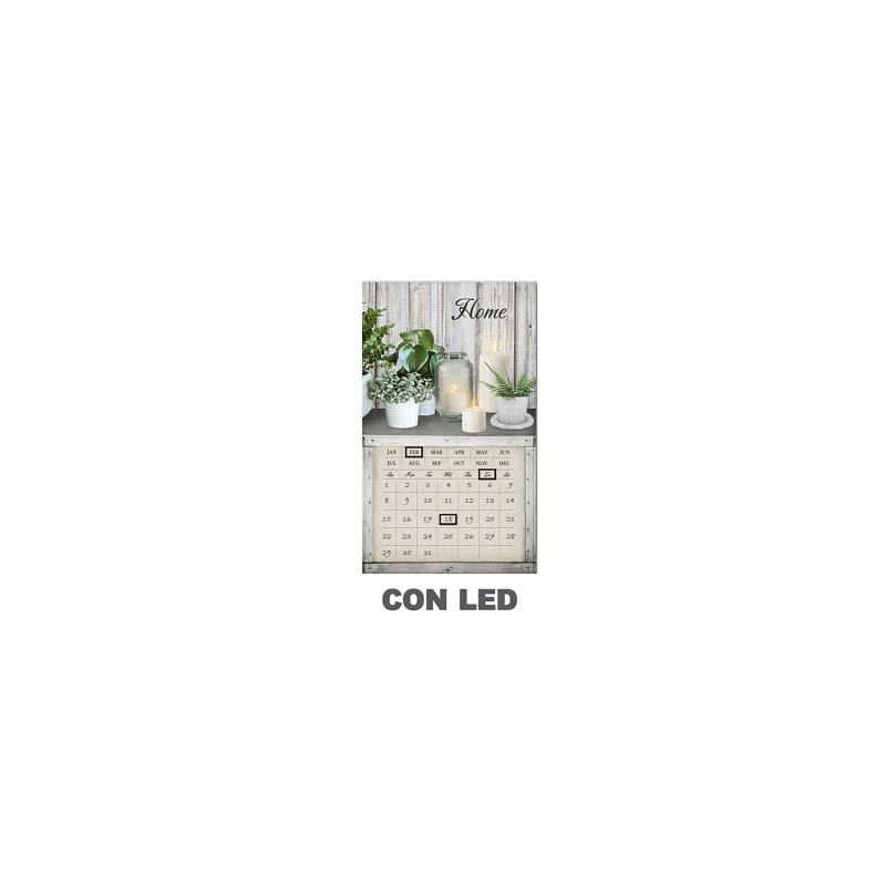Quadro led con calendario bianco rettangolare cm 30x50x1,8