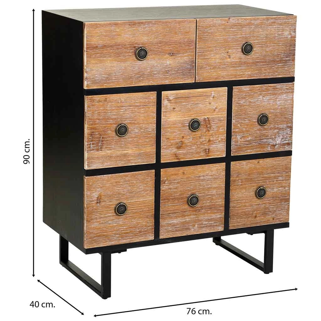 Comò in legno con 8 cassetti 76x40x90