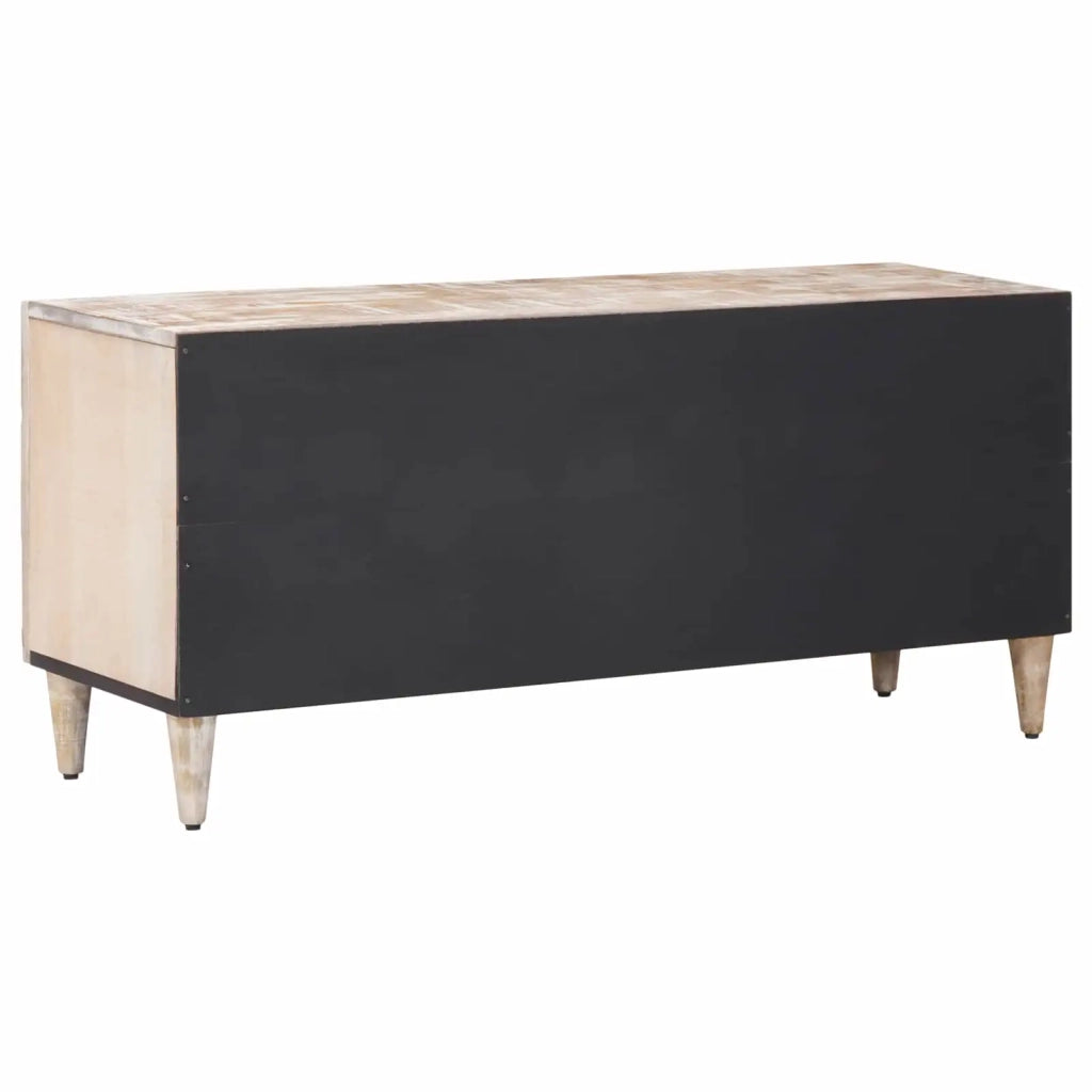 Mobile TV Bianco 105 x 33,5 x 46 cm Legno di mango massello 4018368