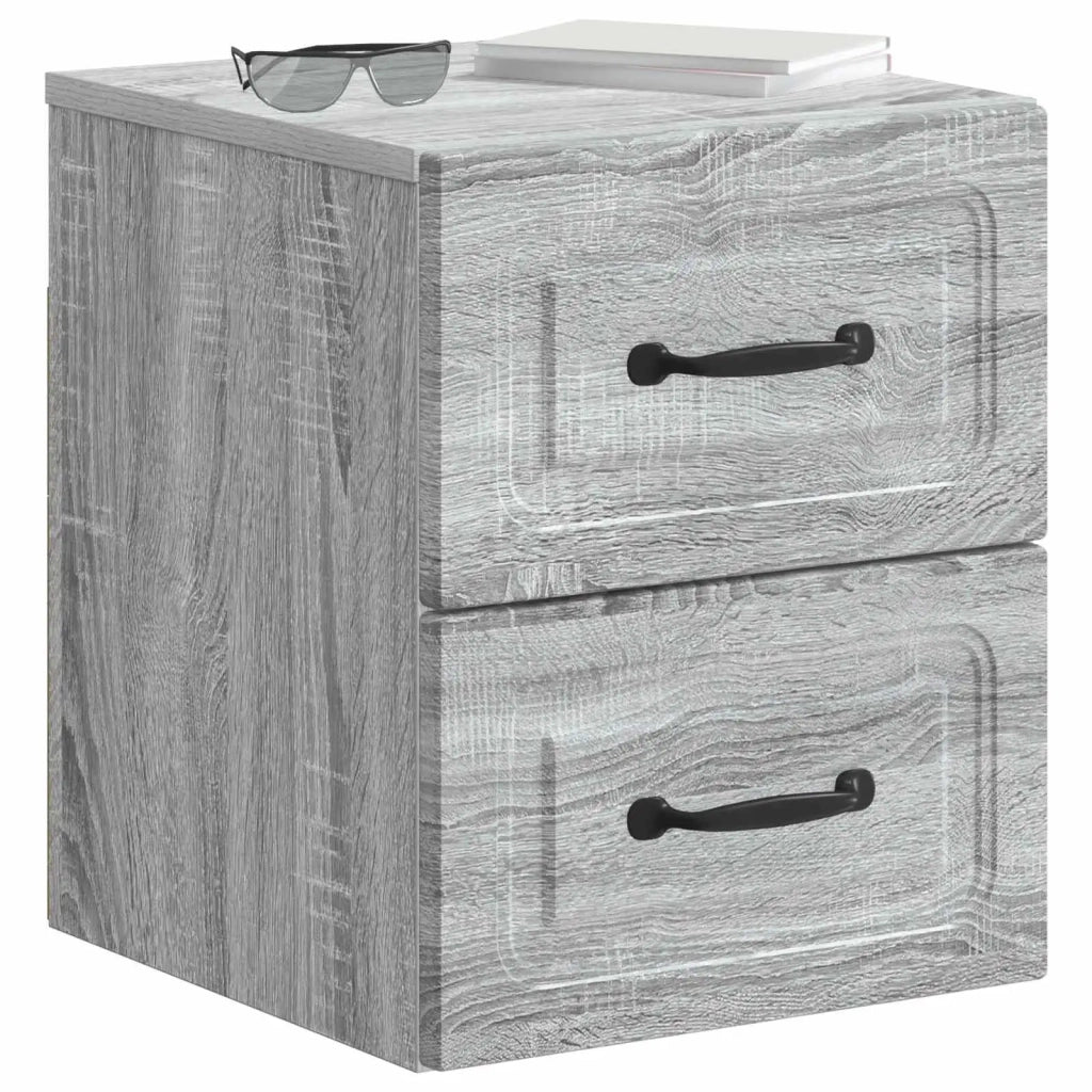 Mobiletto da notte a muro 2 pz Grigio Sonoma 34,5 x 33 x 40 cm 899328