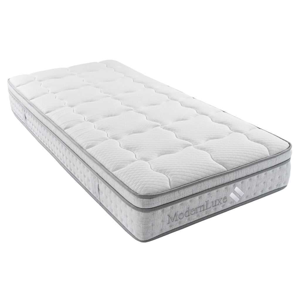 Materasso 90x200 cm H3, alto 25 cm, a 7 zone con molle insacchettate, bianco