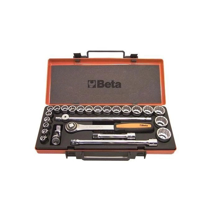 BETA BETA 920B-C20 Set di 20 chiavi a bussola esagonali e 5 accessori in cassetta di lamiera 1-2'' colore Nero