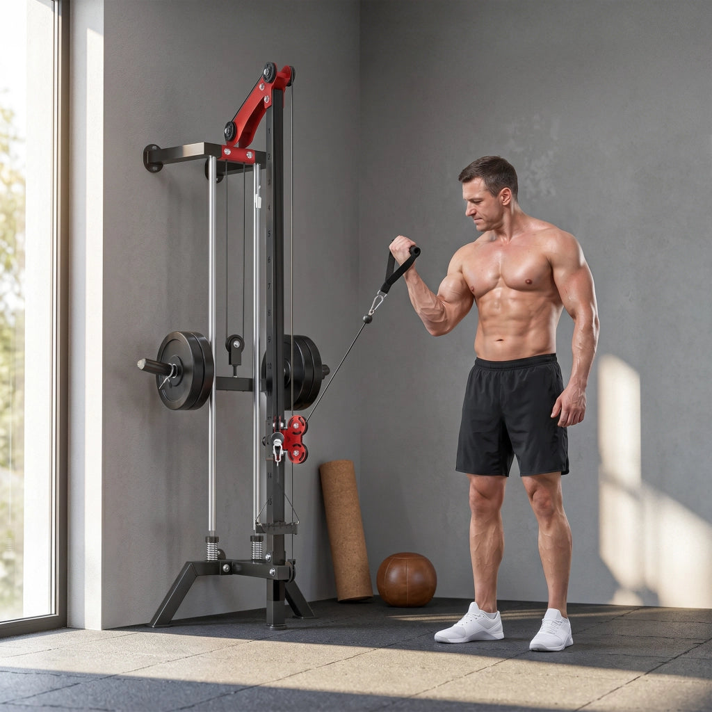 Cable Station, Wall-Mounted, Adjustable 16-Position Pulleys Machine, Black.