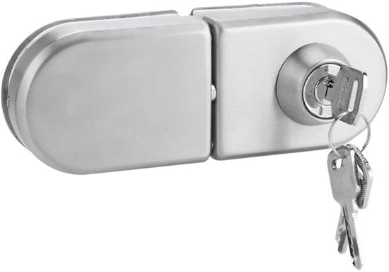 Chiusura Slittata Senza Fisso per Porte in Vetro - Blocco Scorrevole - Ideale per Bagno - Sicuro - Con Chiave - Adatto per 10-1