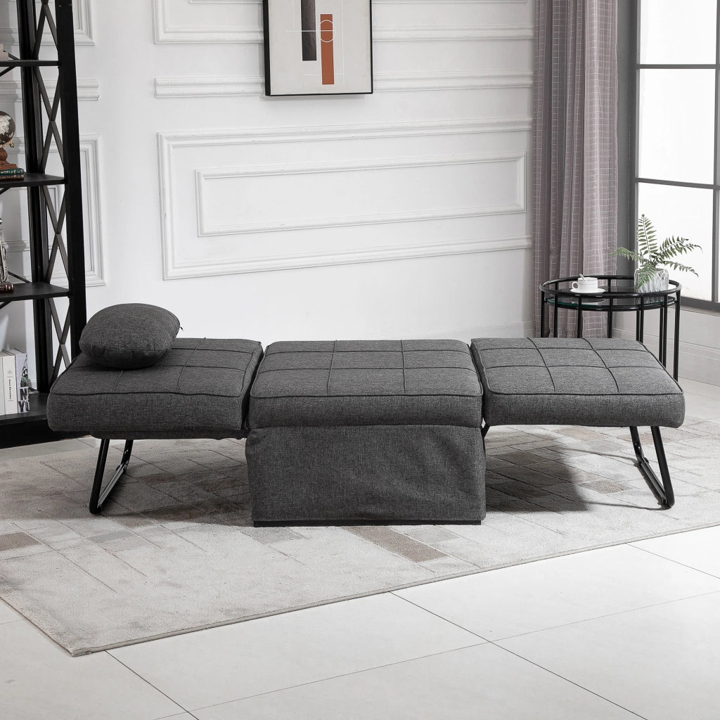 Poltrona letto convertibile con pouf ¨C Minimal ¨C Grigio, tessuto, inclinabile