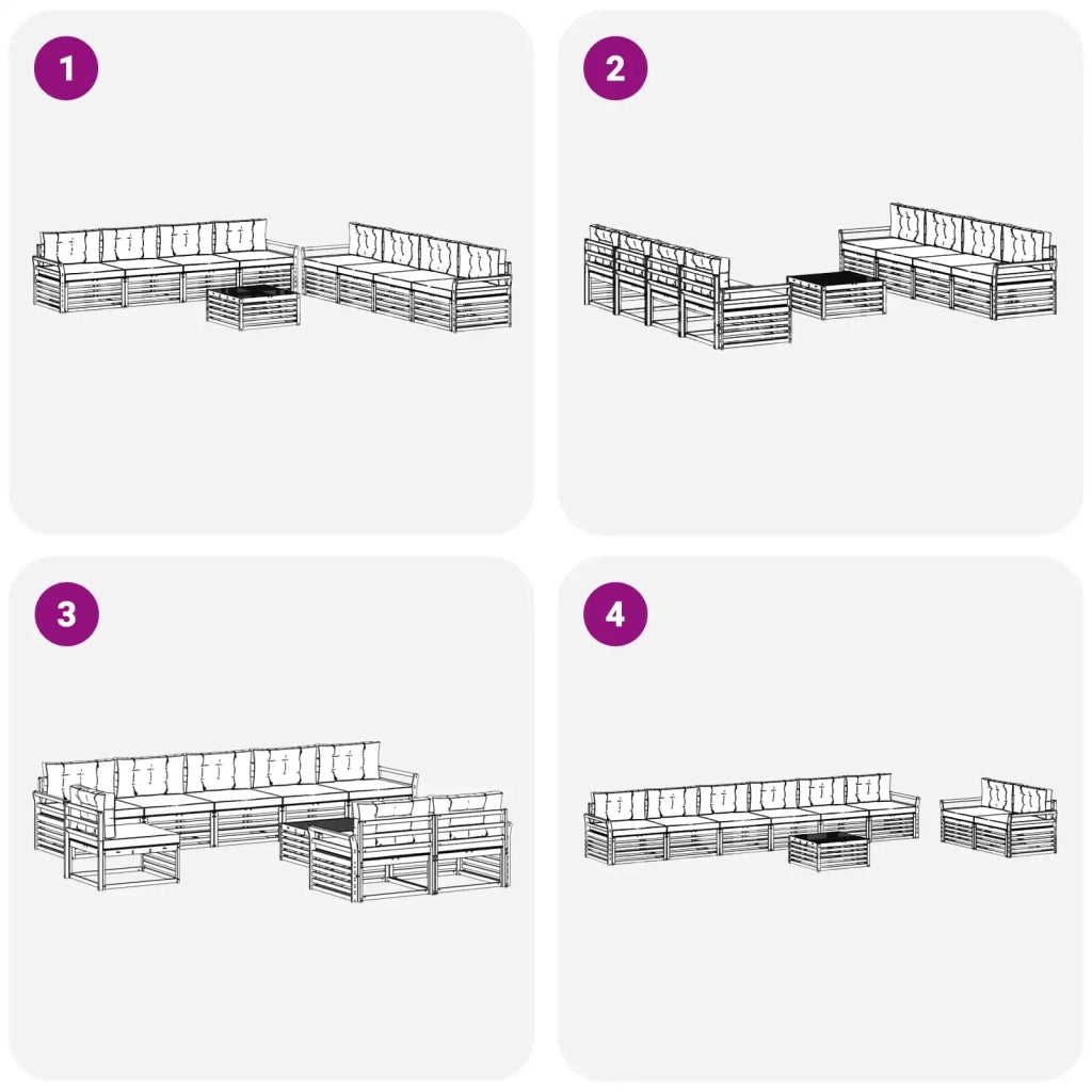 Set di divani da esterno 9 pz Bianco e Antracite Poliestere 3390247