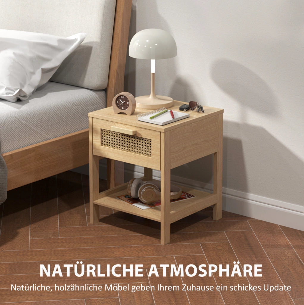 Comodino in legno con cassetto e ripiano 40 x 40 x 48,4 cm