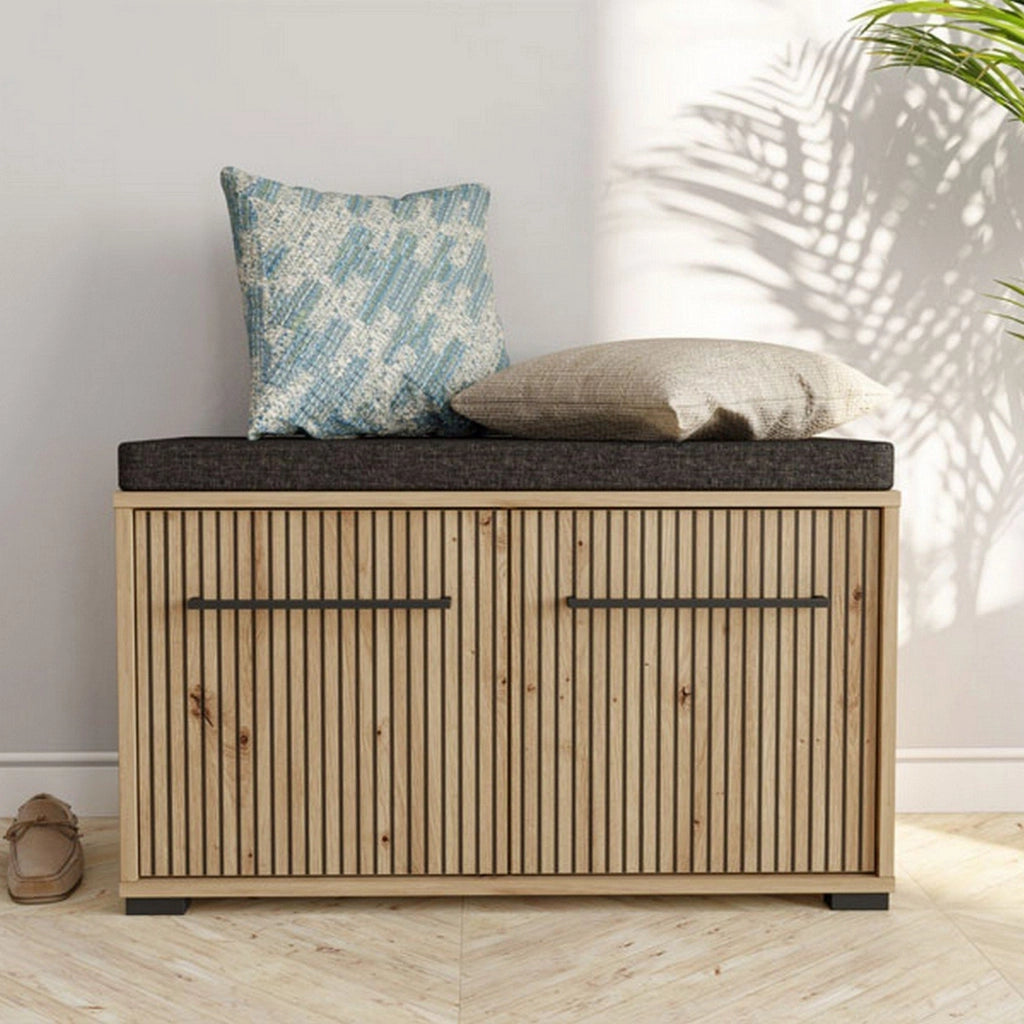 Pincara, Mobile da Ingresso un Ripiano, 80x40x49h cm Marrone Rovere Nodi
