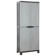 Armadio portaoggetti compatto 68 x 39 x 171 cm con 4 ripiani regolabili design moderno in plastica grigia 02_0046942