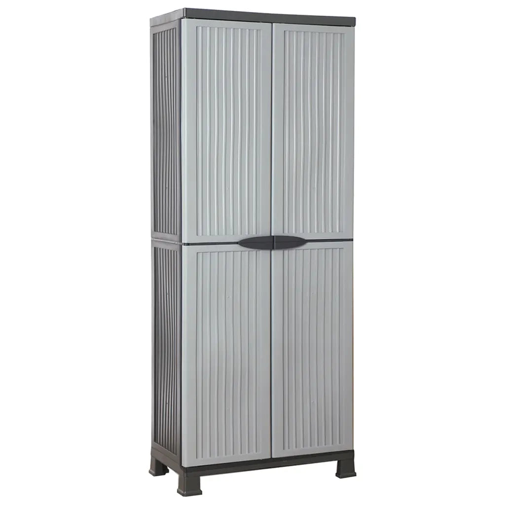 Armadio portaoggetti compatto 68 x 39 x 171 cm con 4 ripiani regolabili design moderno in plastica grigia 02_0046942