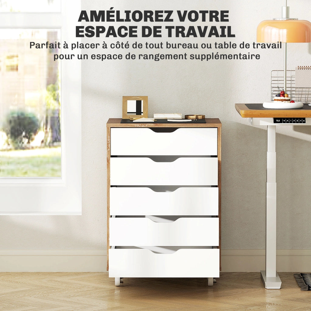 Scrivania con cassetti ¨C Minimal ¨C Bianco e Rovere 47,5x67,5x39,5 cm