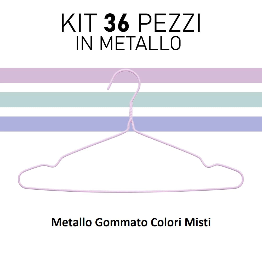 Grucce 36pz Appendiabiti Metallo e Silicone Antiscivolo Salvaspazio Giacche Vestiti Pantaloni Camicie
