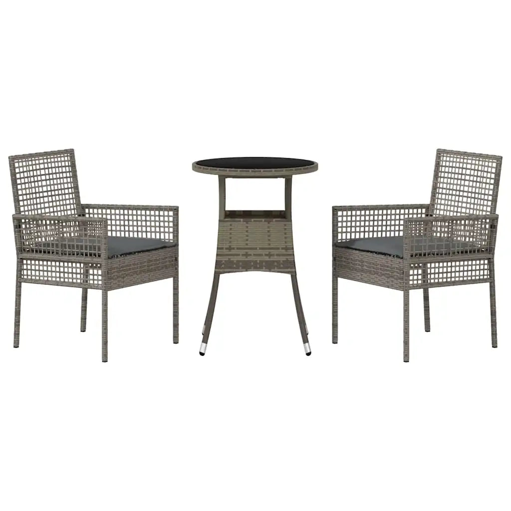 Set da Pranzo per Giardino 3 pcs Grigio polyrattan 3334945