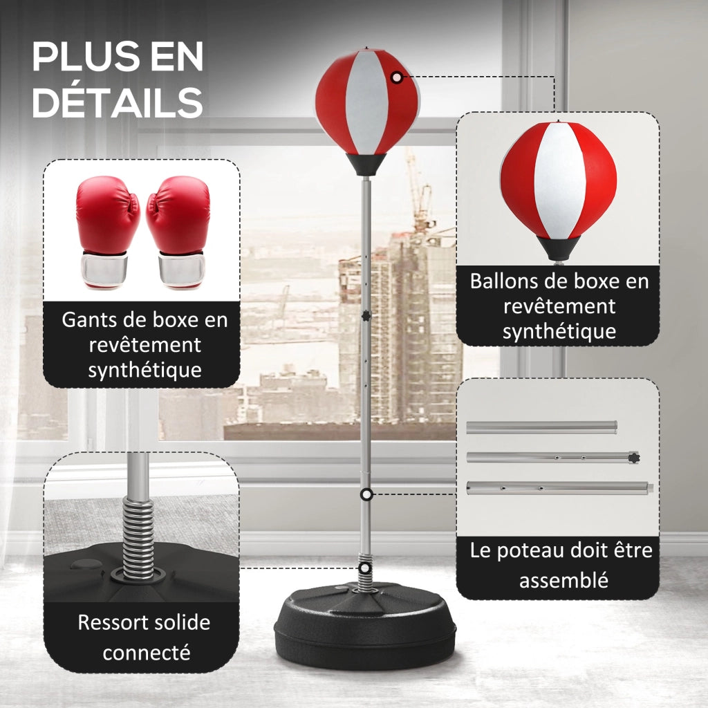 Sacco da Boxe su Piede Regolabile ¨C zephmum ¨C con Guanti, Pompa e Base 126-144 cm