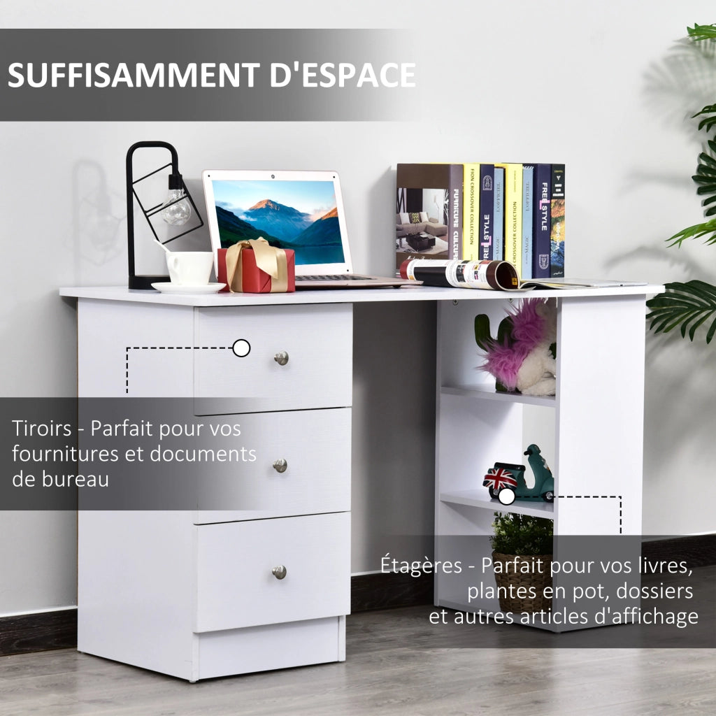 Scrivania con cassetti e scaffali ¨C zephmum ¨C bianco 120x49x72 cm