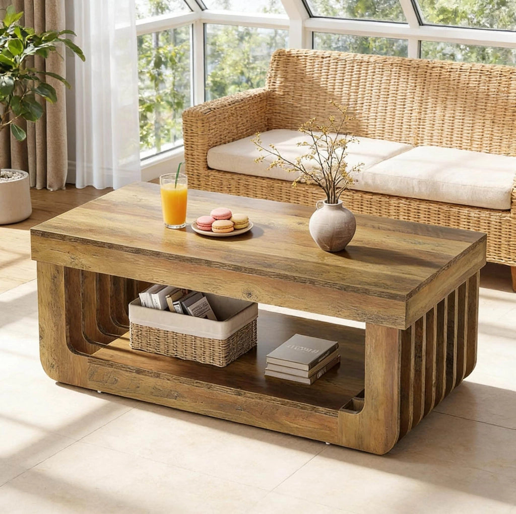 TAVOLINO DA CAFFÈ 120x60x45 cm in MDF Marrone, stile rustico
