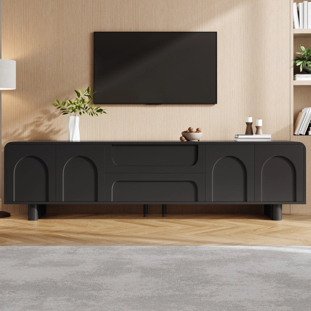 MOBILE TV 180x40x46 cm Nero MDF e Truciolare con 4 Ante e 2 Cassetti